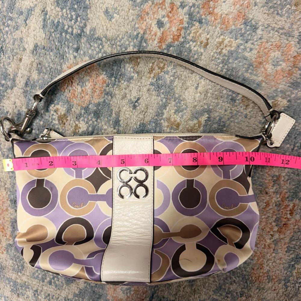 Y2K COACH Julia Outline Op Art Sateen Pouch Small Shoulder Bag 44837 Lilac 2000s - Picture 10 of 11